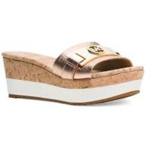 Michael Kors Warren Metallic Gold Wedges Size 6.5M